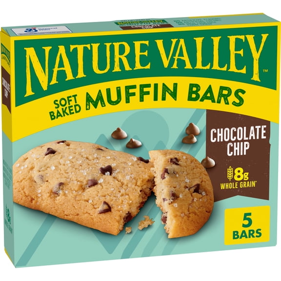 Nature Valley Soft-Baked Muffin Bars, Chocolate Chip, Snack Bars, 5 Bars, 6.2 OZ