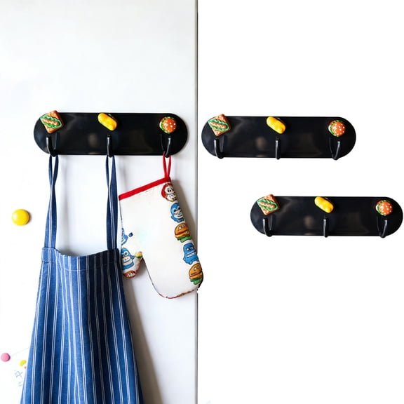 Magnetic Hook Rack,Magnetic Key Holder for Wall 3 Hooks,Wall Mount Keychain Hanger for Refrigerator,Metal Cabinet,Grills,Dishwasher (Matte Black)