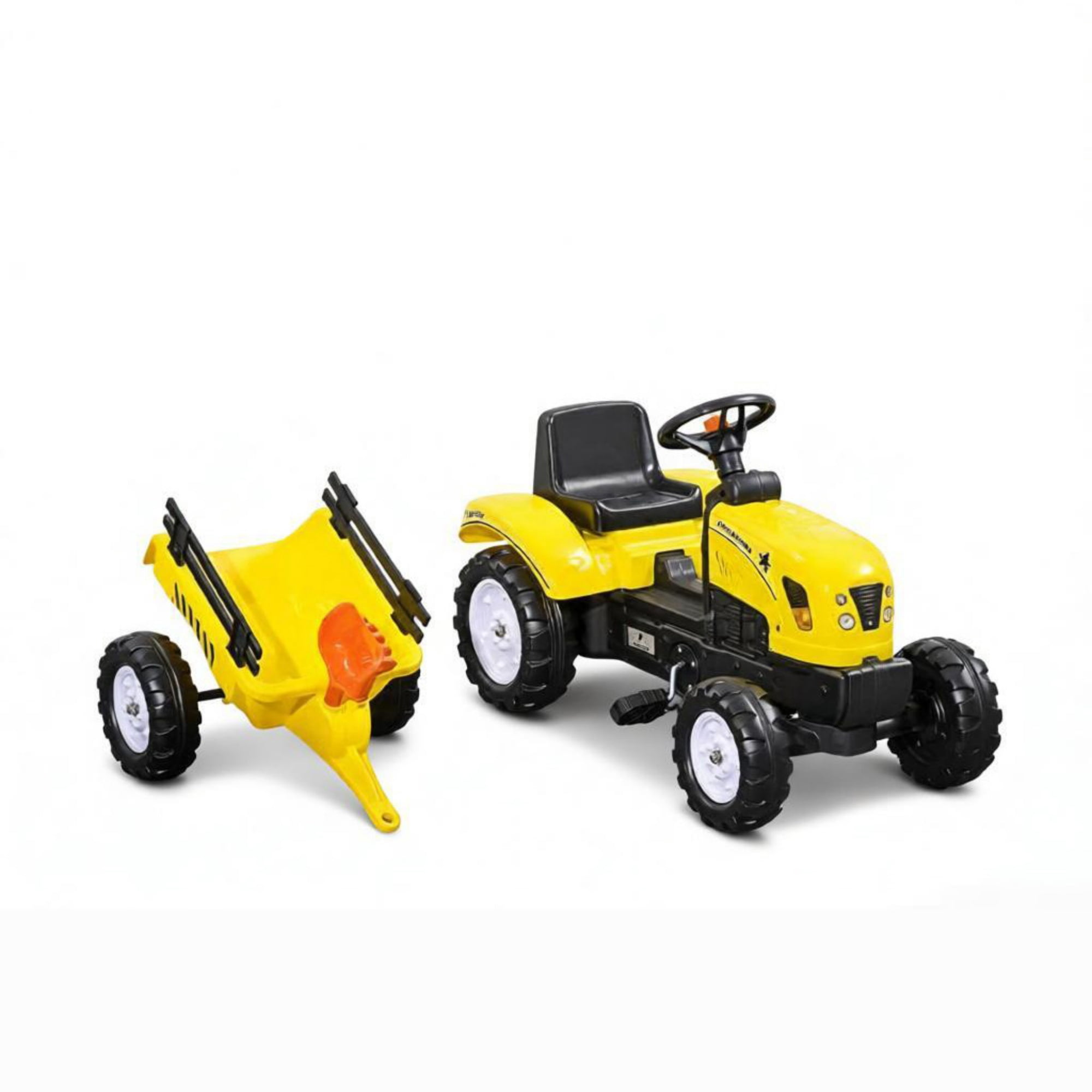 Kids Ride-On Tractor with Trailer Shovel and Rake for Ages 3+