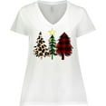 thumbnail image 3 of Inktastic Three Christmas Trees in Plaid and Leopard Print Women's Plus Size V-Neck T-Shirt, 3 of 5
