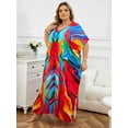 thumbnail image 2 of Plus Size Kaftan Dresses for Women Maxi Beach Dress Loungewear Batwing Sleeve Caftans Long Bathing Suit Cover Up moomoo Dress, 2 of 9