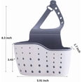 thumbnail image 2 of Kitchen Sink Caddy Sponge Holder Silicone Plastic Soap Holder Hanging Ajustable Strap Faucet Caddy with Drain Holes for Drying, 2 of 7