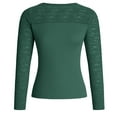 thumbnail image 5 of ClodeEU Women's Lace Spliced Slim Fit U Neck Long Sleeve Base Layer,Casual Tee Fall Fashion Outfits Army Green,Womens Plus XXL, 5 of 8