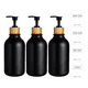 thumbnail image 3 of Juegos De Baño 3 Dispensador De Jabon De Shampoo Bambu 500ml negro, 3 of 5