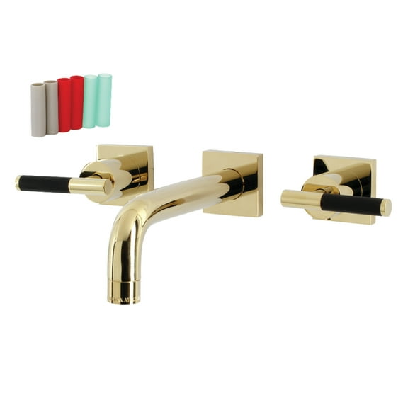 Kingston Brass KS6122CKL Kaiser Double-Handle Wall Mount Bathroom Faucet, Polished Brass