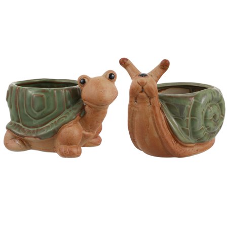 NICEXMAS Ceramic Cactus Pot, Rustic Style, Multicolor, Small Plant Pot for Home and Office, 2Pcs