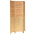 thumbnail image 2 of Oriental Furniture 6 ft. Tall Louvered Beadboard Room Divider Natural - 3 Panel, 2 of 6