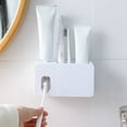 thumbnail image 6 of No Drill Toothbrush Holder Set with Toothpaste Dispenser & Rinsing Cup, Wall Mounted Bathroom Organizer with Squeezer, Creative Toothbrush Rack,Bathroom Storage, Toothpaste Dispenser,White,1PC,, 6 of 8