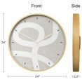 thumbnail image 7 of 24 Inches Round Wooden Wall Clock Silent Battery Operated, Home Decorative Large Wall Clock, Pastel Gray Geometric Line Clock Wall Art Decor for Living Room Kitchen Bedroom Classroom, 7 of 7