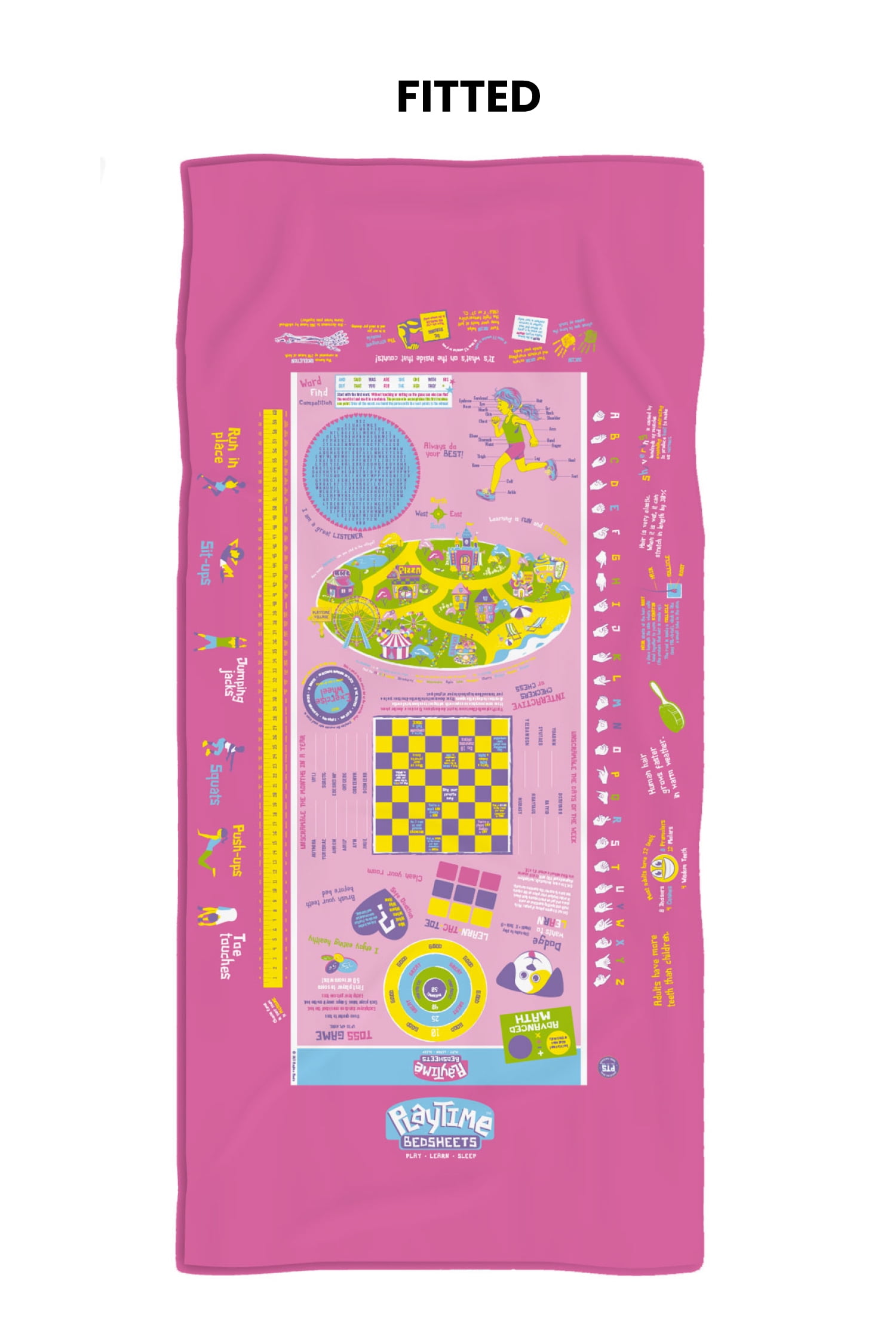Playtime Edventures ptbspt Bed Sheets, Pink - Twin Size