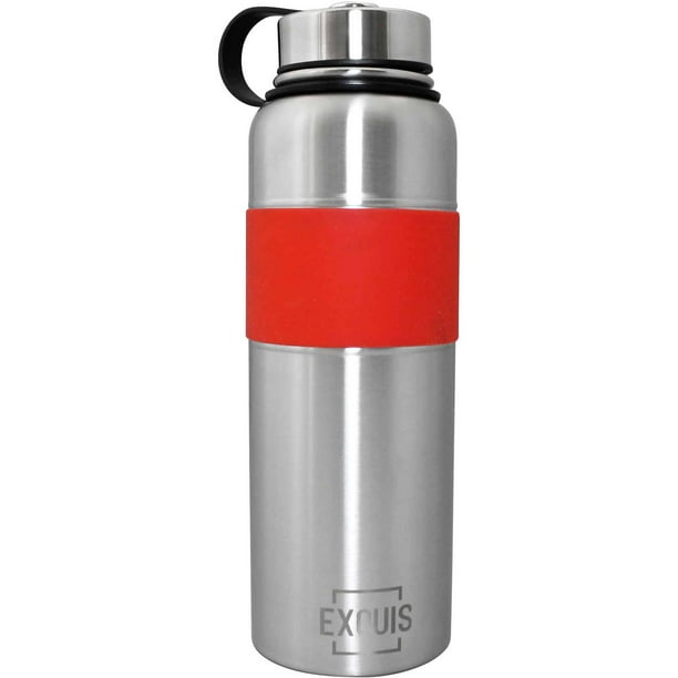 Exquis 40Ounce DoubleWall Stainless Steel, VacuumSealed Flask Bottle With Silicone Grip