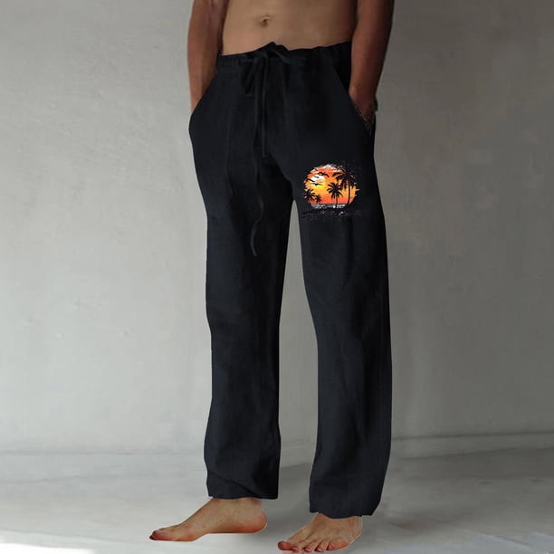 Pantalones largos para hombre, moda, estampados, casuales, cintura elástica con bolsillo, pantalones deportivos, pantalones de poliéster para hombre.