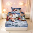 thumbnail image 4 of Manfei Festive Santa Claus Twin Sheets,Christmas Tree Snowman Bedding,Blue Red,3-Piece,1 Flat Sheet,1 Fitted Sheet and 1 Pillowcase, 4 of 6