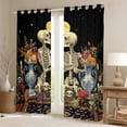 thumbnail image 2 of Homewish Teens Adults Gothic Skeleton Black Out Curtains,Chic Flowers Curtains Pack of 2 (42x63 Each),Retro Exotic Style Bedroom Curtains,Ultra Soft Home Decor, 2 of 6