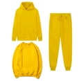thumbnail image 3 of CFLVAEK 3 Piece Sweatsuits for Women and Men Plus Size Sweatshirts and Hoodies Drawstring Waist Sweatpants Fall Winter Tracksuits Set Yellow XXXL, 3 of 6