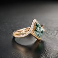 thumbnail image 3 of Sterling silver kite cut moss agate & cubic zirconia twisted band ring, 3 of 5