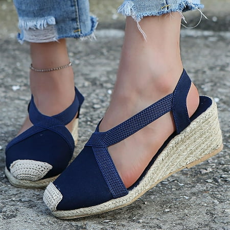 

Pejock Summer Sandals Savings Clearance 2023! Women s Open Toe Buckle Ankle Platform Wedge Sandals Large Size Wedges Wrapped Casual High Heel Sandals
