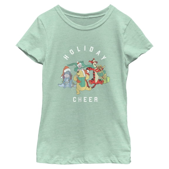 Girls Winnie the Pooh Christmas Holiday Cheer Friends T Shirt