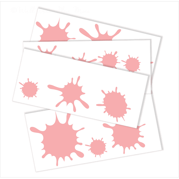 Wall Decor Plus More WDPM1750 Fun Mud Art Room School Splatter and Splotches Wall Vinyl Sticker Dots Decal, 5-Inch-1.75-Inch, Carnation Pink, 13-Piece