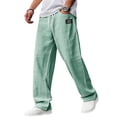thumbnail image 2 of Mens Linen Cotton Pants Drawstring Waist Lightweight Loose Fit Straight Leg Casual Beach Travel Pants M, 2 of 6