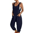 thumbnail image 3 of SLADYGLO Women Adjustable Lace Up Shoulder Front Pockets Loose Leg Jumpsuits, 3 of 3