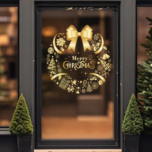 Pegatinas de árbol de Navidad de colores extraíbles para ventanas de vidrio