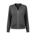 thumbnail image 5 of APEXFWDT Womens Zip Up Sweatshirts Jackets Long Sleeve Stand Collar Hoodless Outerwear Casual Coat Lightweight with Thumb Hole & Pockets,XL,Gray, 5 of 5