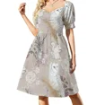 thumbnail image 3 of Vestido de manga corta con estampado de animales del bosque, vestido de cóctel elegante para mujer, vestido de fiesta de verano para mujer, 3 of 7