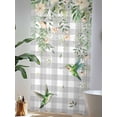 thumbnail image 4 of Sheer Curtains 96 Inches Long, Watercolor Floral Semi Sheer Curtains Light Filtering Window Treatment, Spring Flowers Birds Plants Gray Plaid Privacy Voile Drapes for Living Room Bedroom 52x96 Inch, 4 of 7