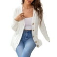 thumbnail image 1 of CALIPESSA Womens Cable Knit White Cardigan Button Front Casual Loose Long Sleeve Solid Sweater Outwear With Pocket For Fall Winter L, 1 of 5