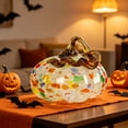 thumbnail image 6 of Fall Decor Halloween Pumpkin Decorations Hand Blown Glass Pumpkin Figurine Colorful Speckled Art Glass Pumpkin with Twisted Stem Tabletop Centerpiece for Home Desk Mantel, 6 of 6