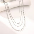 thumbnail image 2 of Layered Chain Necklace for Women by Ginger Lyne Silver Tone Stainless Steel Box Bead and Paperclip Chains, 2 of 6