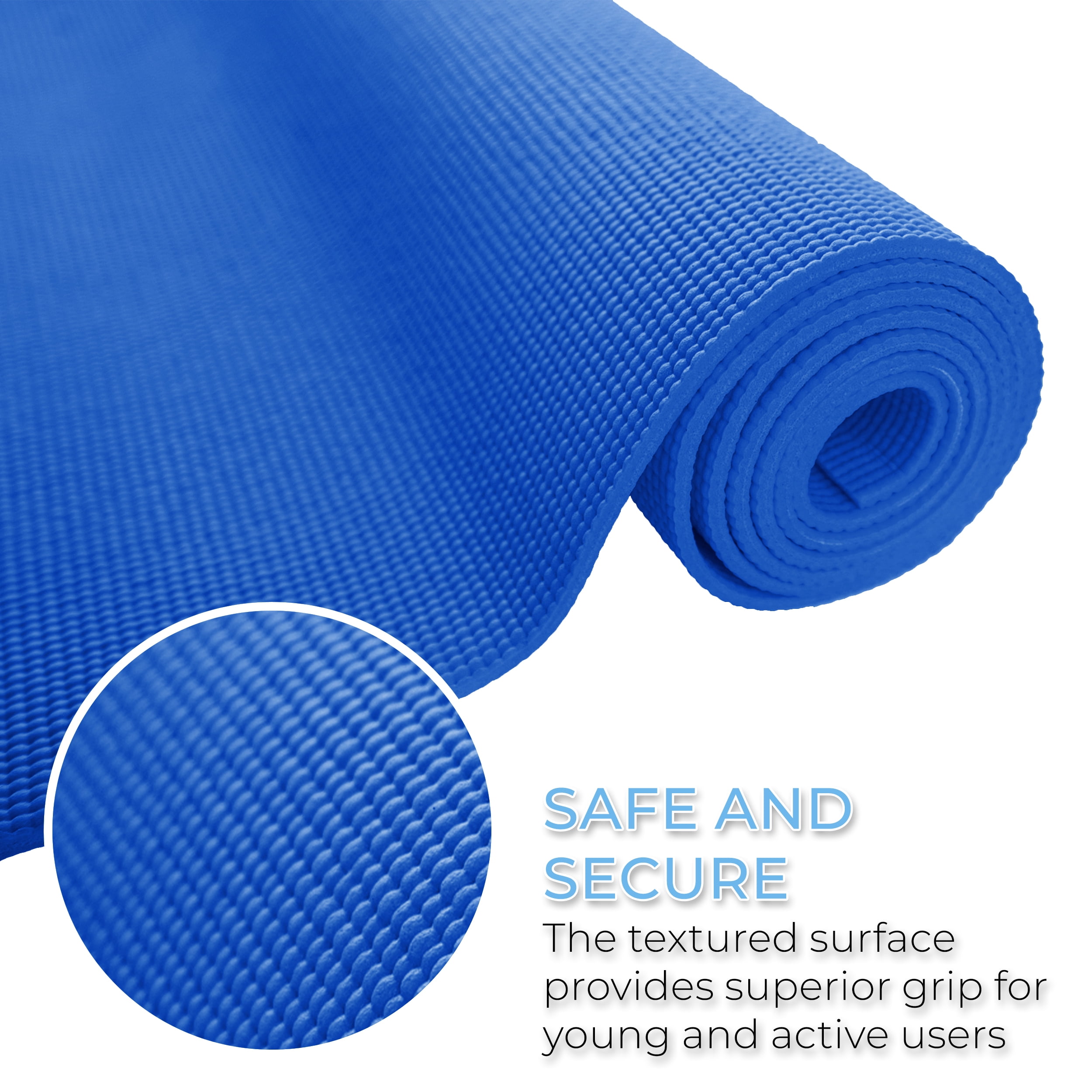 Hello Fit Bulk Yoga Mats, 10-Pack – 68" x 24", 4mm Thick, Non-Slip & Non-Toxic – Ideal for Schools, Studios & Gyms, Blue