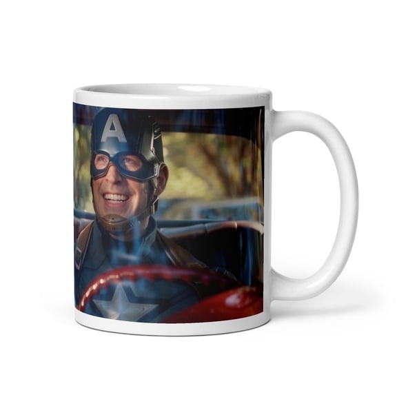 Generic 11 oz White Mug, American Comic Super Heroes Theme
