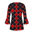 thumbnail image 5 of QQAMB Tunic Tops for Women V-Neck Button 3/4 Sleeve Plaid Printed Loose Dressy Blouse T-Shirts Red 2XL, 5 of 5
