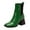 Green, variant on Ladies Casual Comfort Boots Shoes Womens Fashion Colorblock Leather Face Square Toe High Heel Elastic Mid Boots