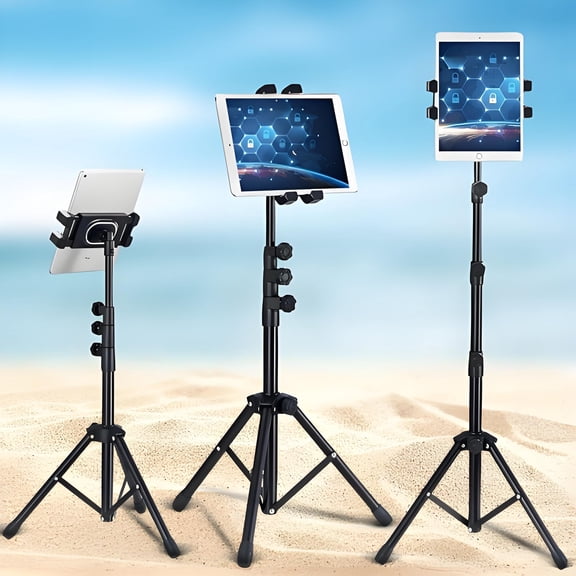 IAJXWI Tablet Tripod, Portable 21.6" to 57" Height Adjustable Tripod Mount, 360 Degree Rotating Tablet Floor Stand, 5-12.9 inch Devices
