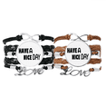 thumbnail image 1 of Anglais Quote Design Nice Day Bracelet Bracelet à Main en Cuir Corde Bracelet Double Set, 1 of 3