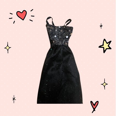 Doll Black Dress Sequin Top