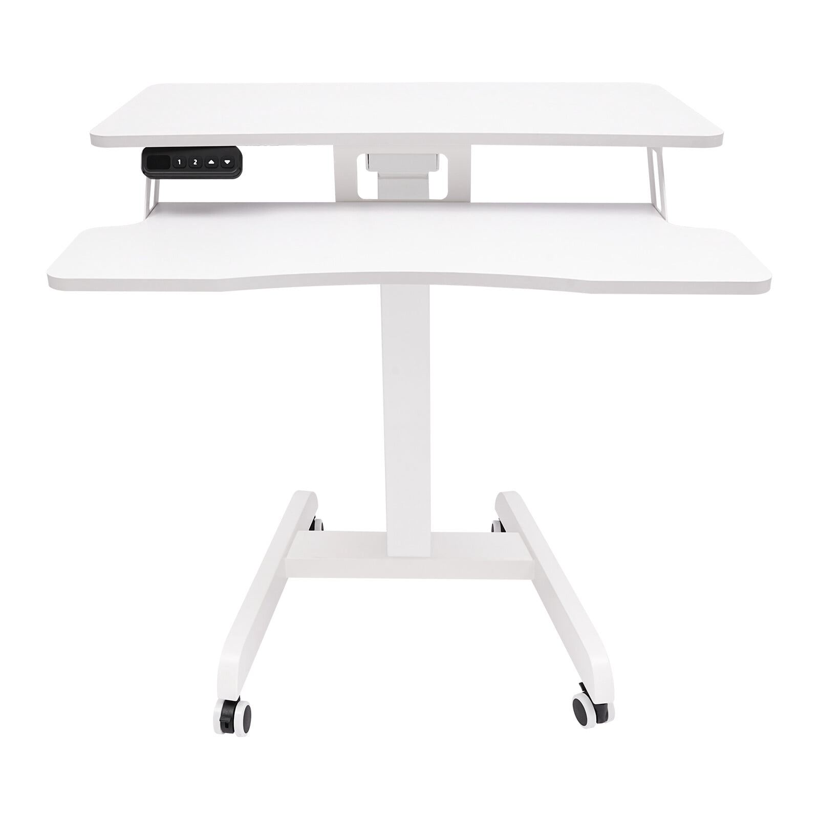 Mobile Standing Desk, Portable Rolling Desk with Lockable Wheels, Non-Slip Mat, Standing Lifting Desk, Rolling Desk with Adjustable Height, 31-51in(White 31.5*15.7in)
