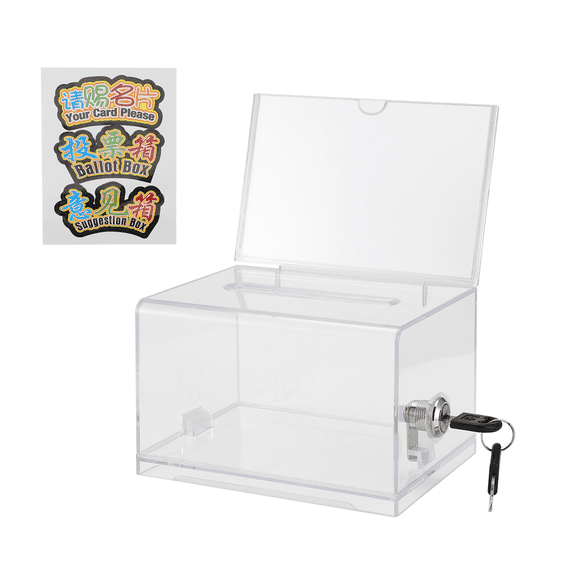 New Arrivals 1 Pack Acrylic Donation Box with Lock, Clear Ballot