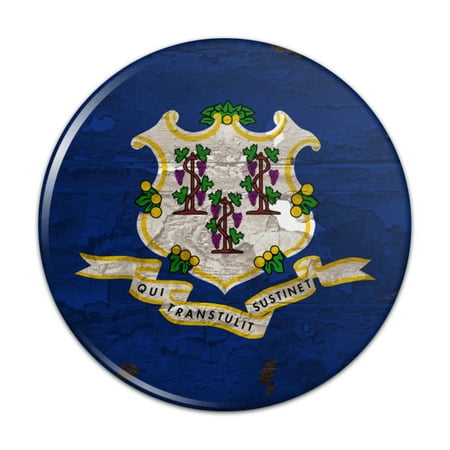 Rustic Connecticut State Flag Distressed USA Pinback Button Pin Badge