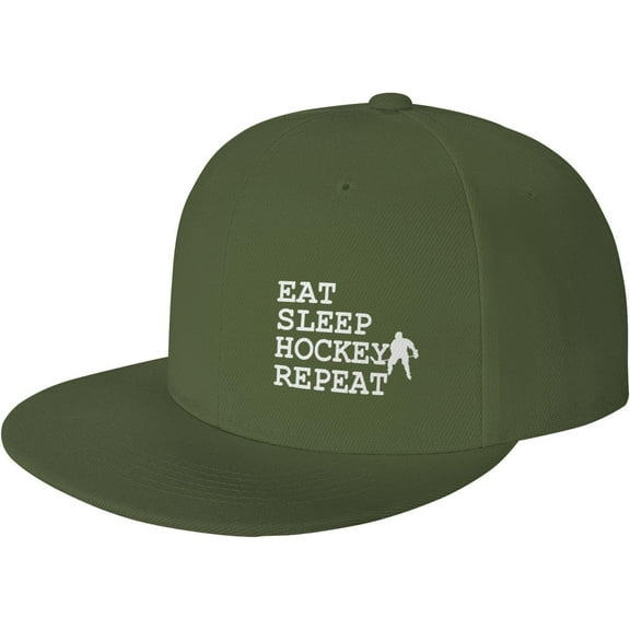 Eat Sleep Hockey Repeat Baseball Cap Classic Fashion Trucker Adjustable Brim Baseball Cap for Men Women Black