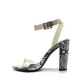 thumbnail image 5 of Cape Robbin Gen Women's Lucite Clear Strappy Block Chunky High Heel Open Peep Toe Sandal, Snake, 8, 5 of 7