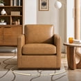 thumbnail image 2 of CHITA Swivel Accent Chairs for Living Room, Comfortable Arm Chairs for Bedroom, Faux Leather in Camel, 2 of 15