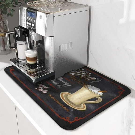 Delicious Coffee Theme Coffee Mat for Coffee Bar, Coffee Machine and Coffee Maker, Dish Drying Mats for Kitchen Counter or Countertop Protector Mat 18 X24 Inch