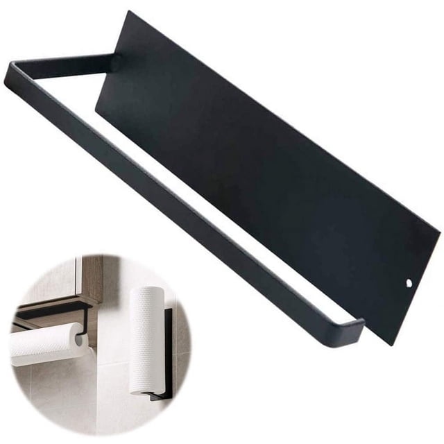 Rawiri - Portarrollos de papel higiénico sin taladrar - Portarrollos de papel higiénico montado en la pared para cocina, baño, inodoro - Para 1 rollo - Negro