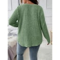 thumbnail image 3 of Women'S Plus Size Casual Knitted V-Neck Long Sleeve Sweater Light Green XXXL, 3 of 6