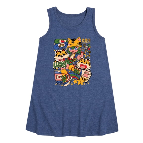 Instant Message - Kpop Streetwear Girl Graphic Sleeveless Aline Dress