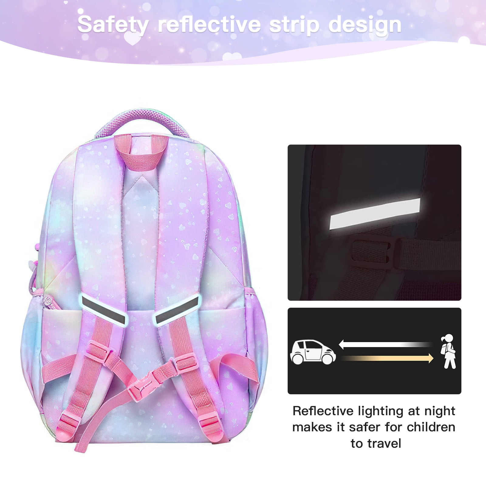 Kadyn Girls Backpack, Waterproof Princess School Backpacks for Teen Girl Kid Students, Cute Book Bag with Compartments and Lunch Bag, Purple Kadyn Girls Backpack, Waterproof Princess School Backpacks for Teen Girl Kid Students, Cute Book Bag with Compartments and Lunch Bag, Purple